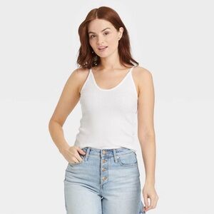 Universal Thread Women’s Ribbed White V-Neck Cami Tank Top NWT Size Large